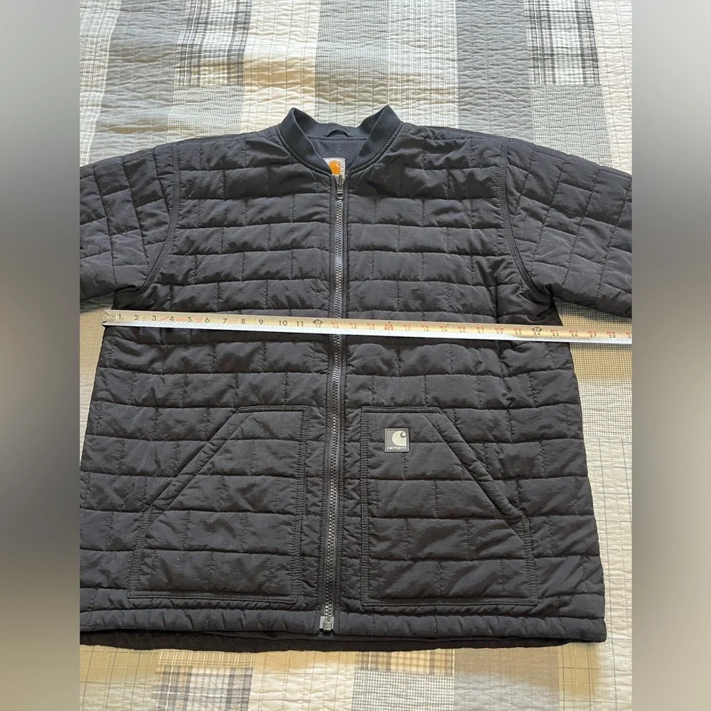 Carhartt Quilted XL Bomber Jacket Mens Large Black Puffer Zip Pockets Liner Only - Picture 15 of 15